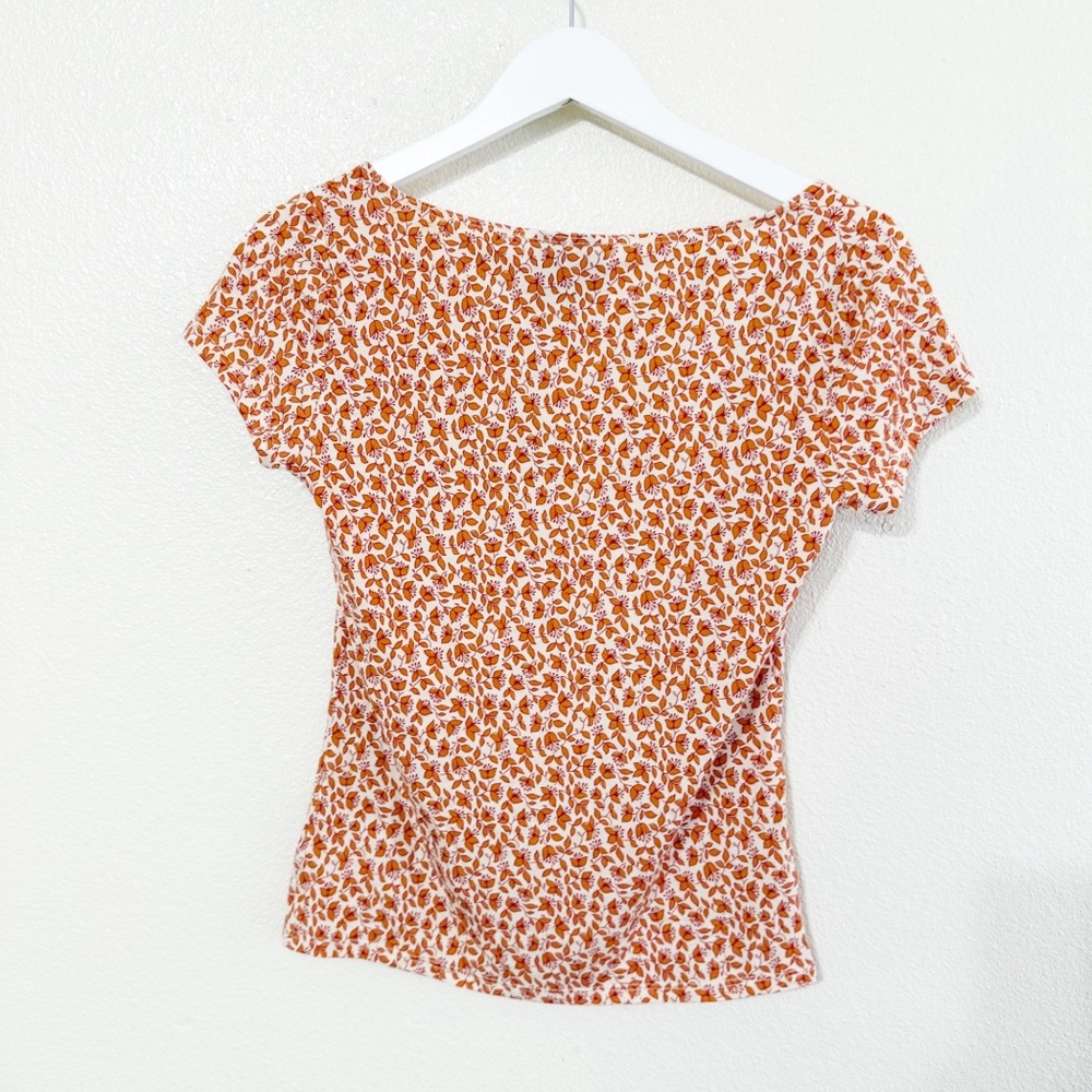 NWT Reformation Bardot Square Neck Knit Anthropologie Top in Mulberry Floral S - Picture 5 of 8
